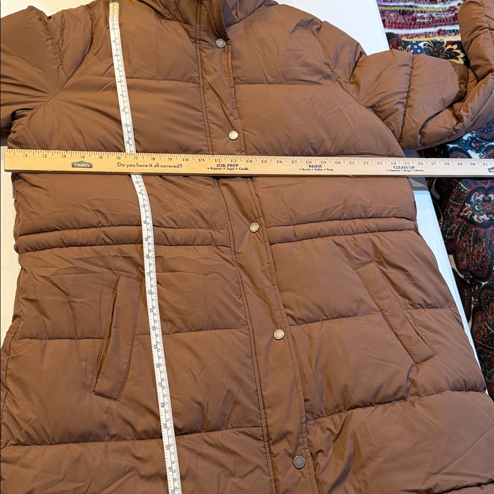 #20. Hollister Long Tan Puffer Coat with Fur Trim. Xxl - Picture 5 of 15